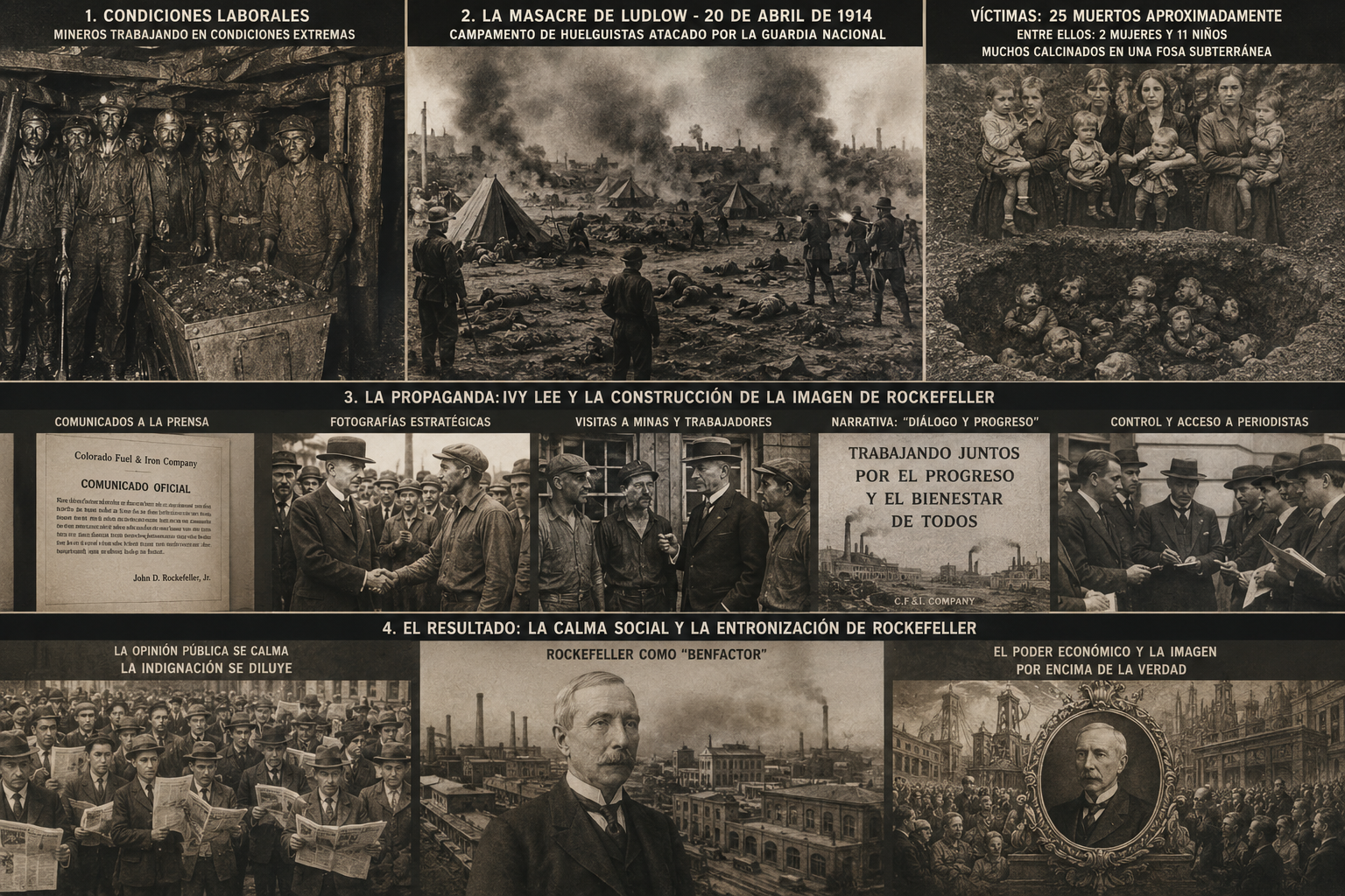 La primera gran campaña moderna de relaciones públicas «la masacre de Ludlow»