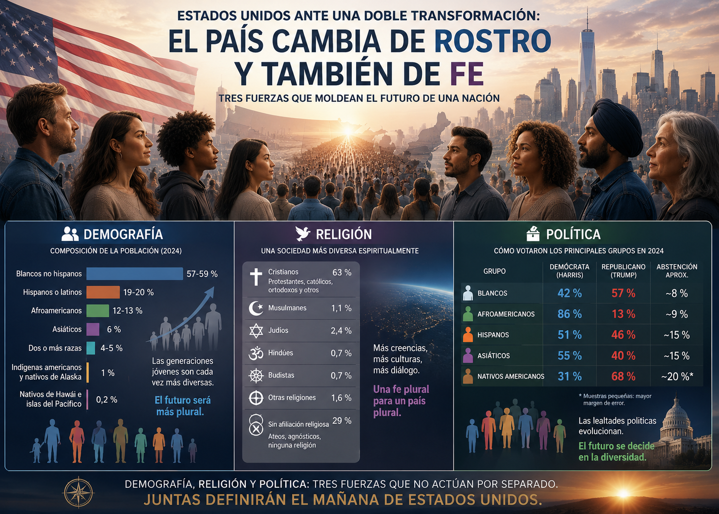 Una mirada demográfica, religiosa y política al Estados Unidos del siglo XXI